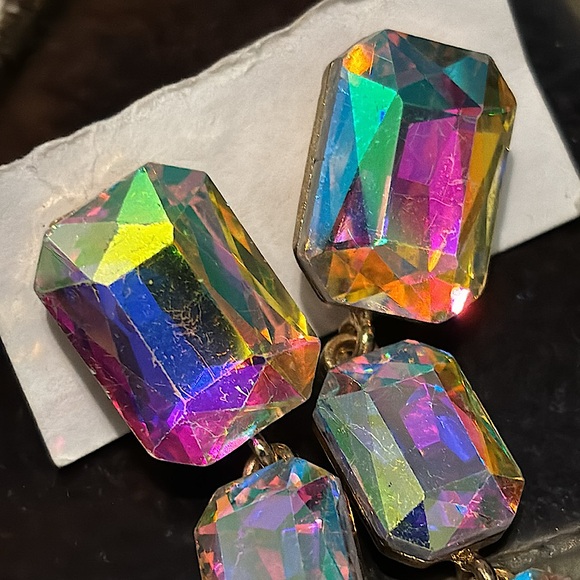 Gift with purchase Long Dangling Crystal Earrings - vintage 80’s - Picture 4 of 9